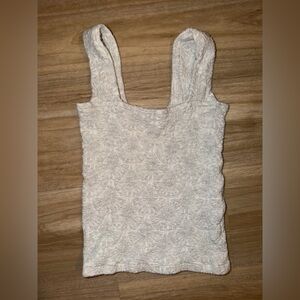 White/Gray Textured Sleeveless Top